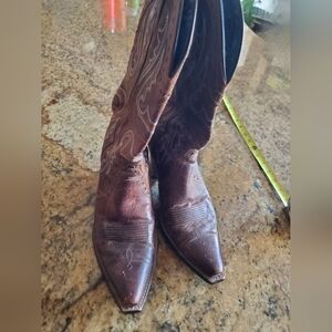 Wonens Brown Snip toed Leather Western Boots
